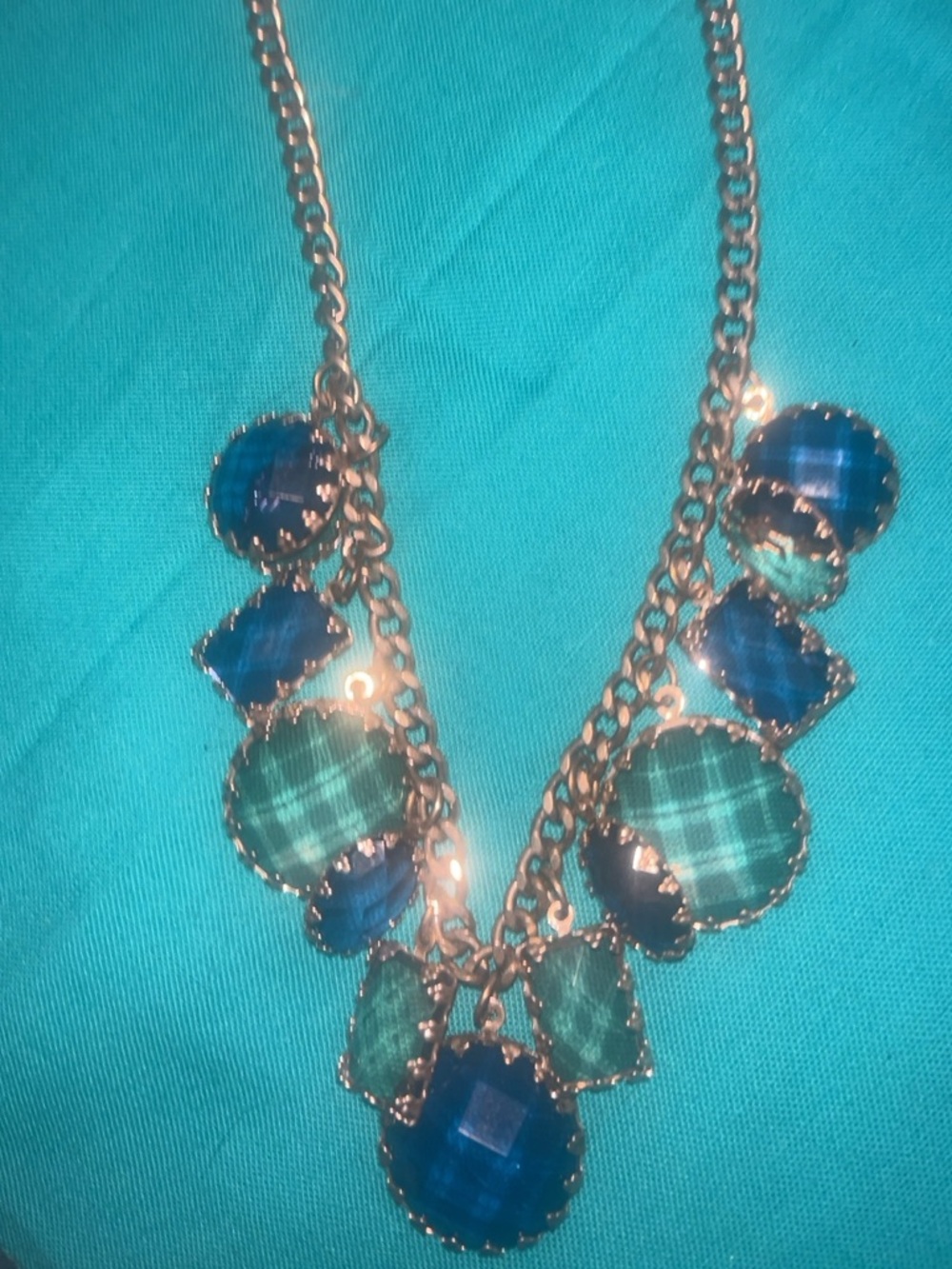 Statement Blue-Green Crystal Collar Necklace